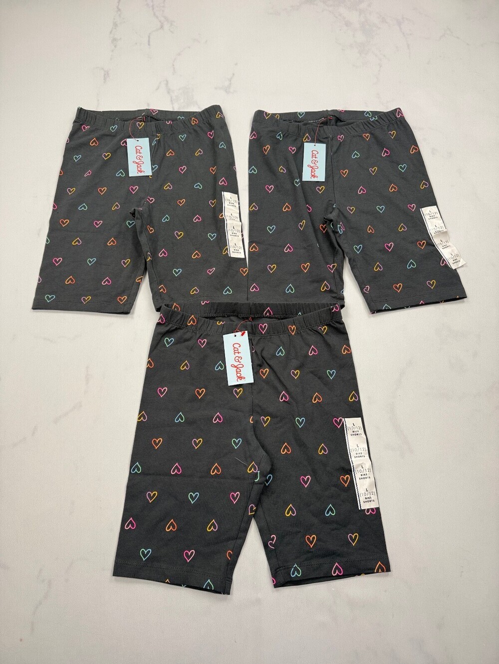 Cat & Jack Biker Shorts Black 90s VTG Bold 3 Pack - Girls L 10/12